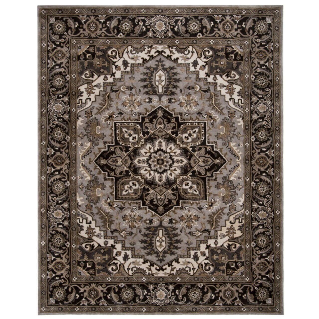 Safavieh Royalty Roy700G Handmade Silver / Charcoal Rug Traditional Carpet